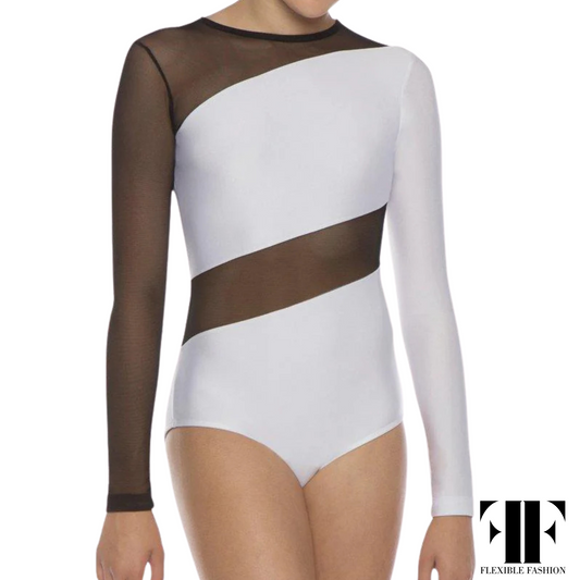 Mesh sleeve leotard