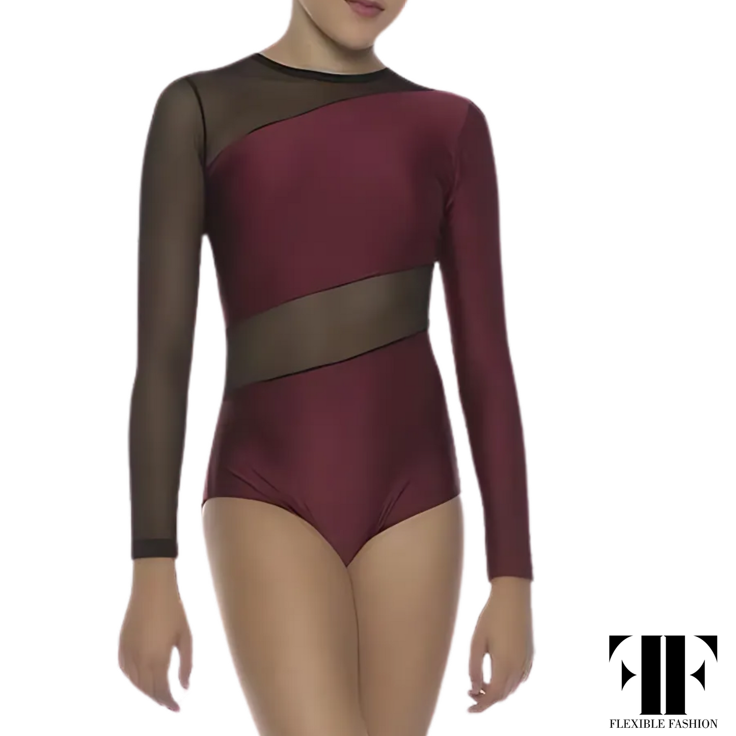 Mesh sleeve leotard