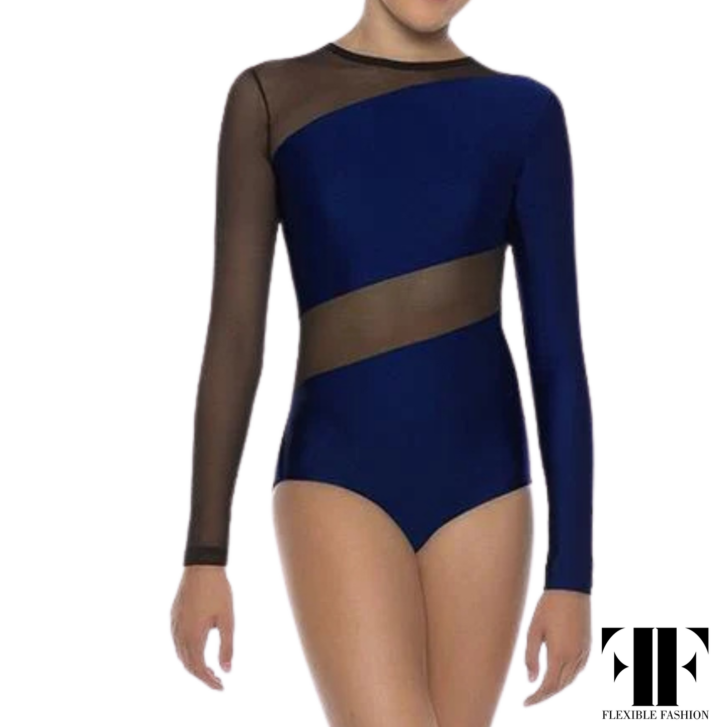 Mesh sleeve leotard