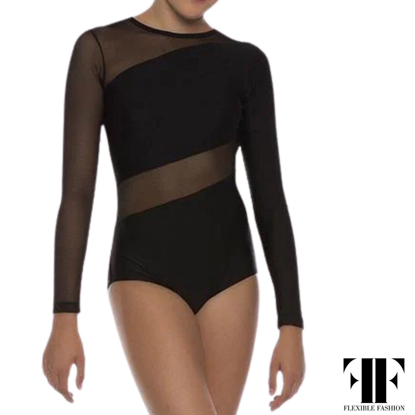 Mesh sleeve leotard
