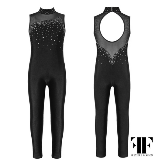 High neck jewel unitard