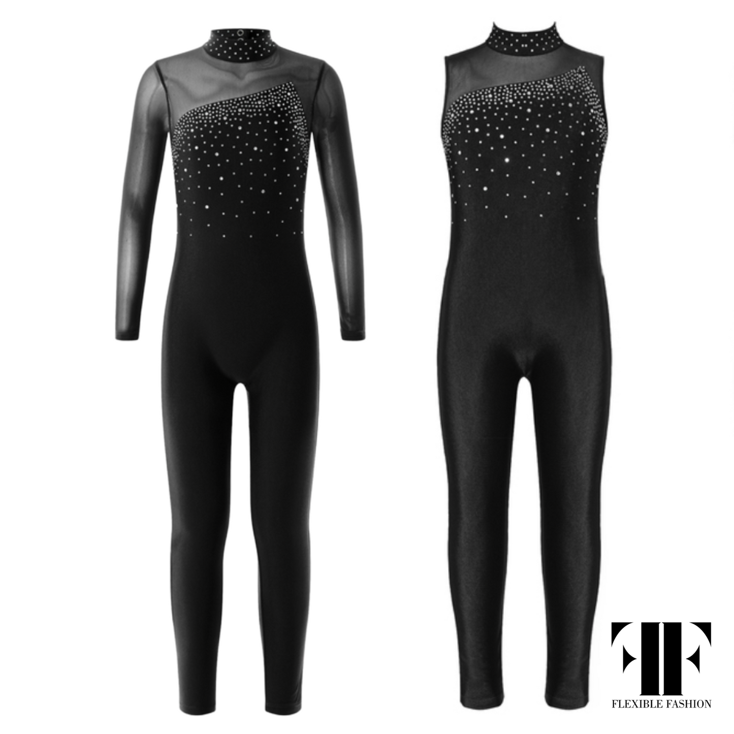High neck jewel unitard