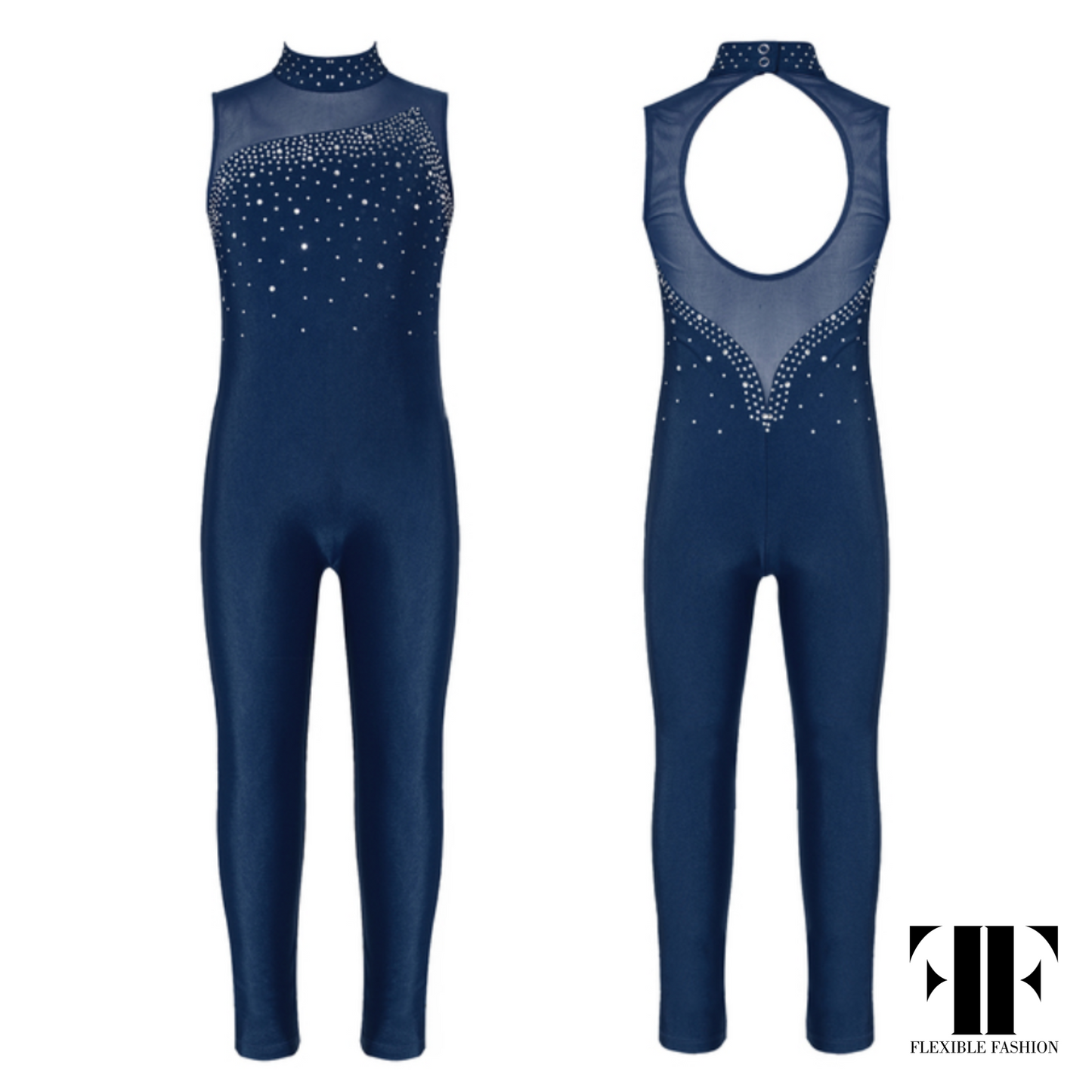 High neck jewel unitard