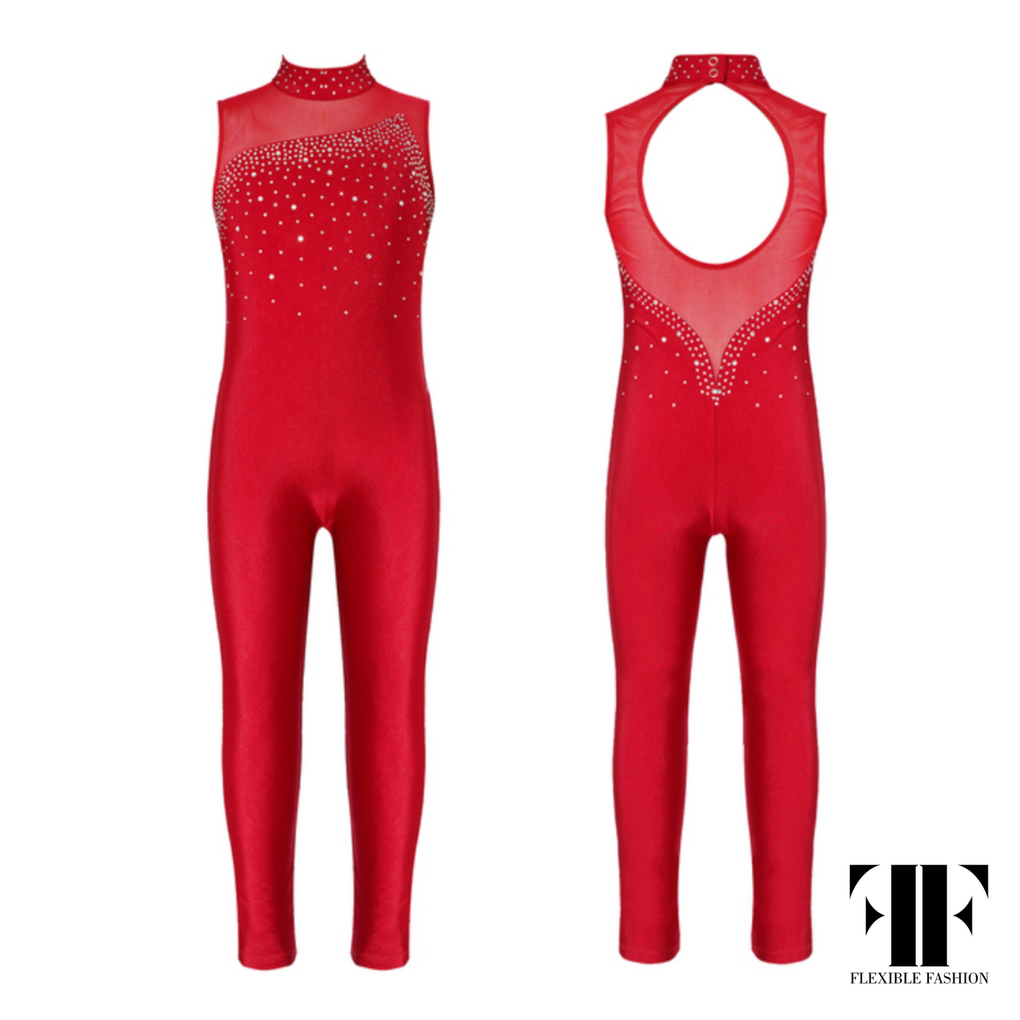 High neck jewel unitard