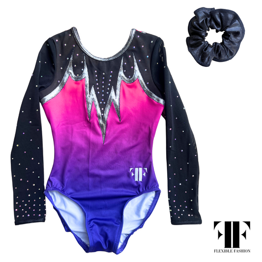 Chicago Leotard + FREE glitz scrunchie girls gymnastics leotard by Flexible Fashion