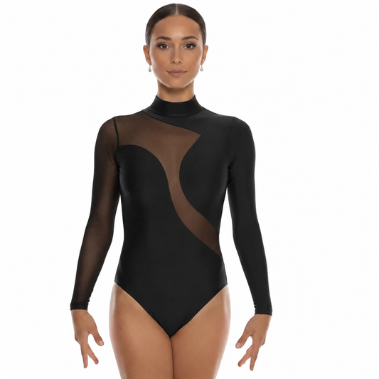 Black Spiral Mesh leotard