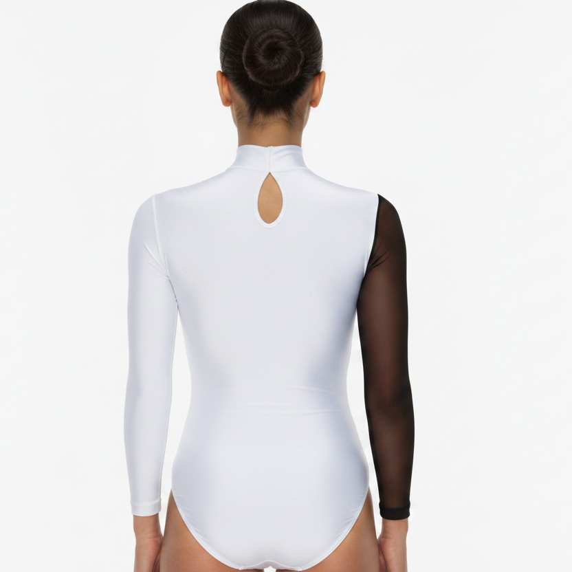 White Spiral Mesh leotard