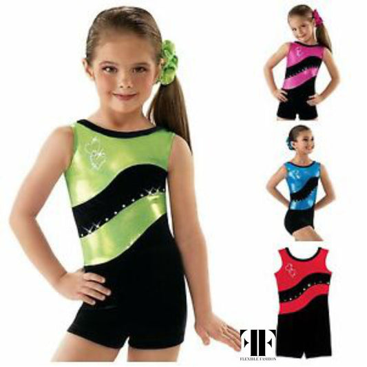Blue Glitz unitard - medium girls gymnastics leotard by Flexible Fashion