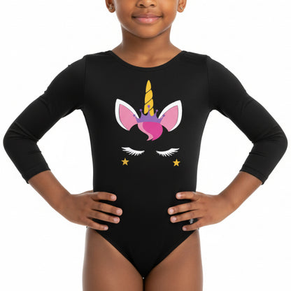 Unicorn long sleeve leotard girls gymnastics leotard by Flexible Fashion